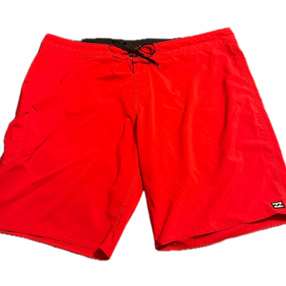 Billabong Men’s Bright Red Boardshorts with Black Drawstring
